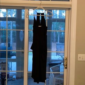 Shin length black dress